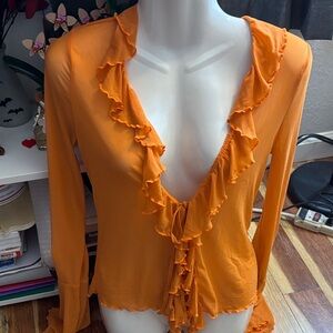 SHEIN Orange Ruffled Blouse